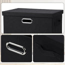 Large 17" 36 Quart Collapsible Stackable Storage Bins with Lids, 3 Packs Black Linen Fabric Closet Boxes with Lids, Storage Cube Baskets Container Organizers for Bedroom Office(17 x12 x11) by TinyTreasures Baby Boutique