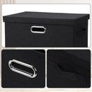 Large 17" 36 Quart Collapsible Stackable Storage Bins with Lids, 1 Pack Black Foldable Fabric Closet Storage Boxes with Lids, 4 Handles Heavy-duty Linen Cube Baskets for Bedroom by CozyNest Decor