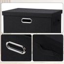Large 17" 36 Quart Collapsible Stackable Storage Bins with Lids, 5 Packs Black Linen Fabric Closet Boxes with Lids, Storage Cube Baskets Container Organizers for Bedroom Office(17 x12 x11)
