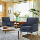 COLAMY Modern Wingback Living Room Chair Set of 2, Upholstered Fabric Accent Armchair, Single Sofa Chair with Lounge Seat and Wood Legs for Bedroom/Office/Reading Spaces, Blue by CozyNest Decor