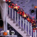 SHareconn 2 Pcs 9FT Halloween Garland with Purple Lights Battery Operated and Timer, Pre-Lit Black Red Maple Leaves Lighted Garland Decorations for Fireplace Mantle Centerpiece Indoor Outdoor Decor by CozyNest Decor