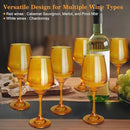 Amber Wine Glasses Set of 6-12oz Amber Long Stem Wine Glass Cups, Pretty Crystal Glassware, Hand Blown Goblets Drinkware, Unique Drinking Stemware Holiday Gift Set by CozyNest Decor