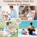 Baby Travel Booster Seat with Double Tray, BabyBond Upgraded Toddler Portable Baby Chair, Booster Seat for Dining Table, Stable and Foldable Booster Baby Chair for Indoor/Outdoor (Pink Dinosaur) by TinyTreasures Baby Boutique