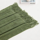 MIULEE Moss Green Knitted Throw Blanket for Couch Textured Knit Blanket with Tassels Cozy Woven Bed Blanket for Sofa Bed Chair Wave Pattern Spring Home Decor for All Seasons 50"x60" by CozyNest Decor