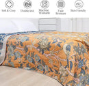 Snycler Boho Throw Blanket for Bed - 100% Cotton Ultra Soft Rustic Quilt Blanket Orange Bird Floral Printed Farmhouse Decor Bed Blankets, 60"×80" All Season Rustic Throw for Sofa Couch Chair by CozyNest Decor