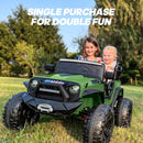 24V 9Ah Ride on Toy for Big Kids, 4x4 2 Seater Ride on Car Truck w/Remote Control, 4x200W Motors - Green by TinyTreasures Baby Boutique