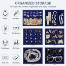 AKOZLIN 6-Tier Jewelry Box Organizer Functional 5 Drawers Leather Jewelry Storage Case for Women Girls Ring Necklace Earring Bracelet Holder Organizer with Mirror Blue by TinyTreasures Baby Boutique