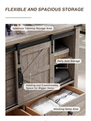 T4TREAM 48'' Farmhouse Dresser for Bedroom w/4 Drawers & Sliding Barn Doors, Tall Chest of Drawers, Rustic Dresser TV Stand w/Shelf, Organizer for Bedroom, Living Room, Foyer,Light Rustic Oak by TinyTreasures Baby Boutique