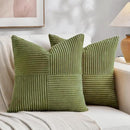 Fancy Homi 2 Packs Moss Green Decorative Throw Pillow Covers 18x18 Inch for Living Room Couch Bed Sofa, Farmhouse Boho Home Decor, Soft Corss Corduroy Patchwork Textured Square Cushion Case 45x45 cm by CozyNest Decor