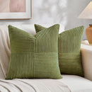 Fancy Homi 2 Packs Moss Green Euro Decorative Throw Pillow Covers 28x28 Inch for Bedroom Couch Bed, Farmhouse Boho Home Decor, Soft Corss Corduroy Patchwork Textured Square Cushion Case 71x71 cm by CozyNest Decor