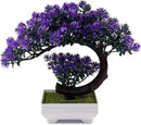 Small Artificial Plants Greenery Desktop Bonsai - Purple Plastic Fake Plants for Home Decor Indoor Bookshelf Office Desk Bathroom Room Decor, Tall 8.5" by GreenHaven Gardens