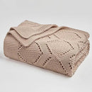 Longhui bedding Chunky Cotton Knit Throw Blanket for Couch, Sofa, Bed, or Chair, Decorative Breathable Fall Cable Knit Blanket 60 x 80 Inches, Pink Rose by CozyNest Decor