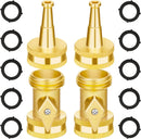 AUTOMAN Brass Hose Nozzle - High Pressure Jet Nozzle 4 Count (2 Set), Heavy Duty Water Hose Sprayer Sweeper with Hose Shutoff Valve, 3/4” GHT Nozzles for Garden Hose, Car Wash, Extra 10 Rubber Washers by GreenHaven Gardens