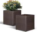 SUNNYPARK Set of 2 Large Square Planter with Removable Liner, All-Weather PE Rattan Modern Planters Indoor Outdoor Flower Plant Pots Garden Box Patio Yard Front Porch Deck by CozyNest Decor