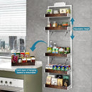 bukfen Over the Door Pantry Organizer, 6-Tier Adjustable Wooden Basket Kitchen Pantry Door Organization and Storage, Heavy-Duty Metal Hanging Kitchen Spice Rack,D6.3 x W17.71 x H50.60 inch,White by CozyNest Decor
