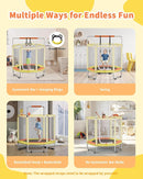 55” Trampoline for Kids, Powder-Coated Mini Trampoline for Toddlers, Indoor Outdoor Toys with Adjustable Gymnastics Bar, Swing, Basketball Hoop, Birthday Gifts for Boys & Girls Ages 1-8 by TinyTreasures Baby Boutique