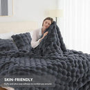 Cozy Faux Fur Throw Blanket for Couch Warm Fuzzy Throw Blanket, Soft Plush Thick Bubble Blankets for Bedroom and Living Room, Furry Luxury Blanket, 50 x 60, Grey by CozyNest Decor