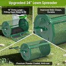 Seeutek Compost Spreader - 24" Peat Moss Spreader with 3 Heights, Top Soil Spreader W/Upgraded Side Latches Support Rod Powder Coated Metal Mesh Top Dressing Spreader for Lawn, 2 Way Uses-Push or Tow by GreenHaven Gardens