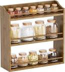Spice Rack for Countertop, Bamboo Seasoning Jars Organizer Rack Shelf Wall Mounted, 15.83" W x 4.96" D x 15.75" H (Walnut) by CozyNest Decor