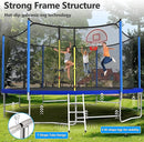 Upgraded 16FT 15FT 14FT 12FT 10FT 8FT Trampoline Outdoor with Basketball Hoop and Net, Capacity for 4-6 Kids and Adults by TinyTreasures Baby Boutique