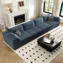 157.5" Cloud Couch Modular Sectional Sofa for Living Room,Modern Sofa with Deep Seat，4 Seater Boneless Couch,Comfy Upholstered Corduroy Couches for Apartment, Studio, Office,Bedroom，Blue by CozyNest Decor