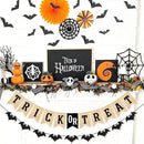 Uniwish Trick or Treat Burlap Banner Halloween Decorations for Mantel Fireplace Glitter Bat Garland Bunting Home Wall Decor Halloween Party Supplies by CozyNest Decor