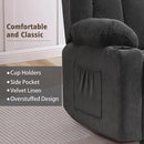 Rocker Swivel Recliner Chair for Adults, Overstuffed Large Manual Recliner Glider with Massage and Heat, Comfy Soft Fabric Living Room Reclining Sofa Chair (Black Fabric) by CozyNest Decor