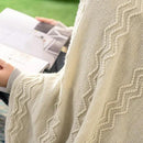 MIULEE Knitted Beige Throw Blanket Soft Sofa Knit Blanket for Couch 50 x 60 Inches, Solid Cozy Lightweight Wave Pattern Decorative Blankets with Tassels for Women, Kids and Babys by CozyNest Decor