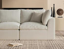 110" Cloud Sectional Couches for Living Room, Convertible L-Shape Couch with Ottoman, 3 Seater Modular Sectional Sofa, Warm White by CozyNest Decor