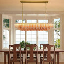 Amber Glass Chandeliers for Dining Room Over Table, 43" Modern Rectangular Dining room Chandelier, Honeycomb Layered Crystal Kitchen Island Long Chandelier Gold Dimmable Ceiling Light for Kitchen by CozyNest Decor