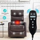 Manual Swivel Rocker Recliner Chair for Adults, Overstuffed Reclining Glider Chair for Nursing with Vibration Massage & Heat, Living Room Rocking Recliner 3-Stage backrest, Faux Leather Brown by CozyNest Decor