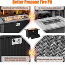 45 inch Outdoor Propane Fire Pit 50,000 BTU Gas Fire Pit Table with Lid, Glass Wind Guard, Waterproof Cover, Rectangle Gas Firepit Table for Garden/Patio, CSA Certification by GreenHaven Gardens