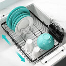 MAJALiS Dish Drying Rack in Sink -Expandable Stainless Steel Over Sink Dish Rack (11.3''-17''), Adjustable Capacity Dish Strainers for Kitchen Sink Counter with Utensil Holder, Black by CozyNest Decor