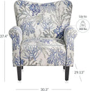 BELLEZE Modern Accent Chair for Living Room, High Back Linen Armchair with Wooden Legs, Upholstered Wingback Side Chair Padded Armrest Single Sofa for Living Room, Bedroom - Allston (Blue Coral) by CozyNest Decor