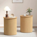 AVZEAR Small Round Side Table Fluted Night Stand Set of 2, Modern Boho End Table with Storage, 17.7" Circle Bedside Tables Wood Nightstands for Small Spaces, Living Room, Bedroom (Natural) by CozyNest Decor