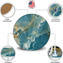 Emerson Coasters for Drinks Absorbent – Natural Stone Drink Coasters Set with Holder, Coasters for Coffee Table, Wooden Tabletop Protection Marble Style – 100% Heavy Duty Set of 6 (Seaside) by CozyNest Decor