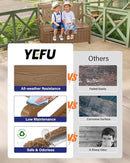 YEFU Outdoor Storage Bench for Patio: Heavy Duty Garden Bench Set of 2 with 96° High Backrest & Oversized Seating - HIPS Weatherproof Patio Bench with Storage for Porch Park Backyard, Teak by CozyNest Decor