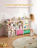 Kids Bookshelf and Toy Storage, Large 3 Tier Book Shelf for Kids Rooms, Sling Baby Bookcase with Stuffed Animal Storage, Toddler Montessori Bookshelf for Nursery, Playroom, Kindergarten by TinyTreasures Baby Boutique