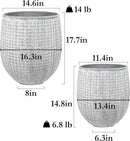 Worth Garden Large Round Planters Set of 2 (14.5"x17.5" & 12" x15“) - Lightweight Magnesium Oxide Cement Plant Pot with Texture - Grey Concrete Look with Drainage Hole – Indoor & Outdoor Use by CozyNest Decor
