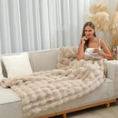 RYNGHIPY Faux Fur Blanket Fluffy Warm Throw Blanket for Sofa Couch Decorative Bed Blanket for Bedroom Living Room Bubble Blanket (Camel, 63''x79'') by CozyNest Decor