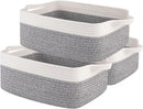 OIAHOMY 3 Pack Storage Baskets for Organizing, Woven Cotton Rope Basket for Shelves, Closet Organizer Bins with Handles, Rectangle Toy Organization, 13.78''×9.84''×5.5'', Grey & White by TinyTreasures Baby Boutique