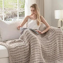 Esterra Chunky Knit Blanket Throw 40"x50", 100% Hand Knitted Chenille Throw Blanket, Cozy Soft Thick Cable Knit Throw Large Rope Knot Crochet Throw Blanket for Sofa Couch Bed, Linen Beige by CozyNest Decor
