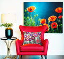 Cream Lumbar Poppy Floral Pillow Cover Red Poppies Flower Pillows White Farmhouse Chair Cushion Floral Cream Hand Embroidered Size 14x20 by CozyNest Decor