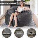 Bean Bag Chairs for Adults - Memory Foam Furniture BeanBag Chair - Kids/Teens Sofa with Soft Micro Fiber Cover - Round Fluffy Couch for Living Room Bedroom College Dorm - 4 ft, Gray Stripe by CozyNest Decor