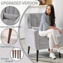 Accent Chair Set of 2, Upholstered Armchair with Pillow, Fabric Single Sofa Chair with Lounge Seat and Wood Legs Accent Chair for Living Room Small Spaces (Grey, Set of 2) by CozyNest Decor