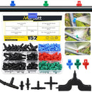 152Pcs Drip Irrigation Barbed Connectors Fittings Kit for 1/4" Tubing Includes 90/180/360 Angle Atomizing Sprinkler Sprayer and Barbed Connector for Agriculture Hydroponic Garden Lawn by GreenHaven Gardens