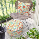 Inflatable Ottoman Stool D21 xH9 for Outdoor/Indoor Use, Water Repellent Patio Foot Rest Stool with Portable Handle,Round Pouf Ottoman Suitable for Garden,Deck and Camping - Flower Red by CozyNest Decor