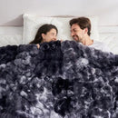 Cozy Bliss Faux Fur Throw Blanket for Couch, Fuzzy Soft Plush Thick Bubble Blanket for Sofa Bedroom Living Room, 90 * 90 Inches Tie Dye Black by CozyNest Decor