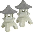 Design Toscano NG729869 Asian Pagoda Statues Medium - Set of Two,two tone stone by GreenHaven Gardens