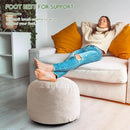 HIGOGOGO Round Stuffed Pouf Ottoman, Corduroy Poufs with Foam Chunk Filling, Furry and Fluffy Pouf Foot Stool Storage Ottoman, 20 X 15 Floor Poufs Foot Rest for Living Room, Beige by CozyNest Decor